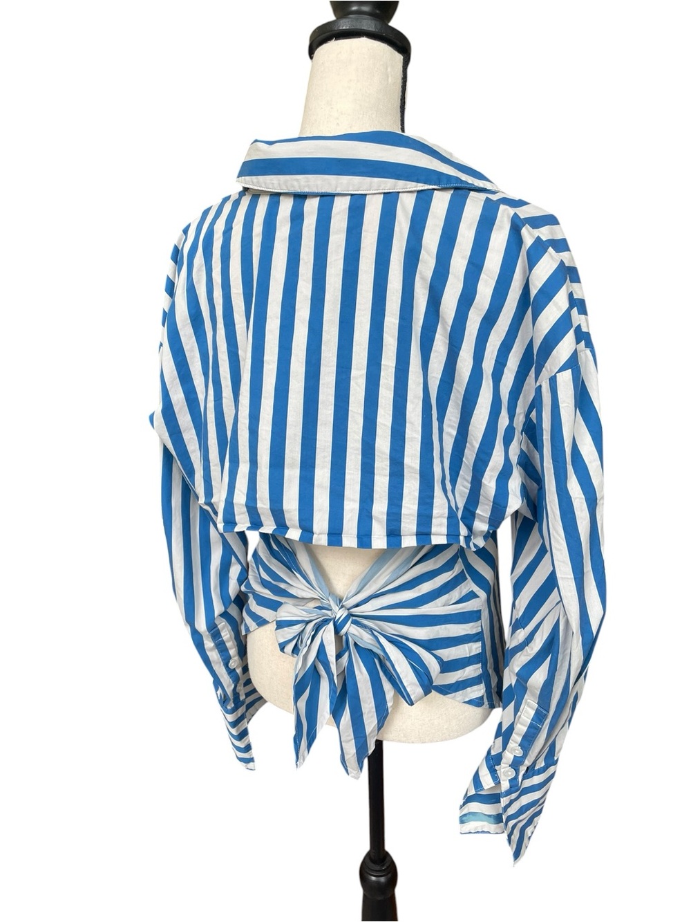 Simon Miller Blue and White Vertical Stripe Button-Down Shirt